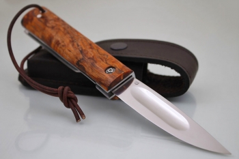 Cкладной якутский нож малый "БЫHЫЧЧА" N690. Рукоять шпальт карельской березы.